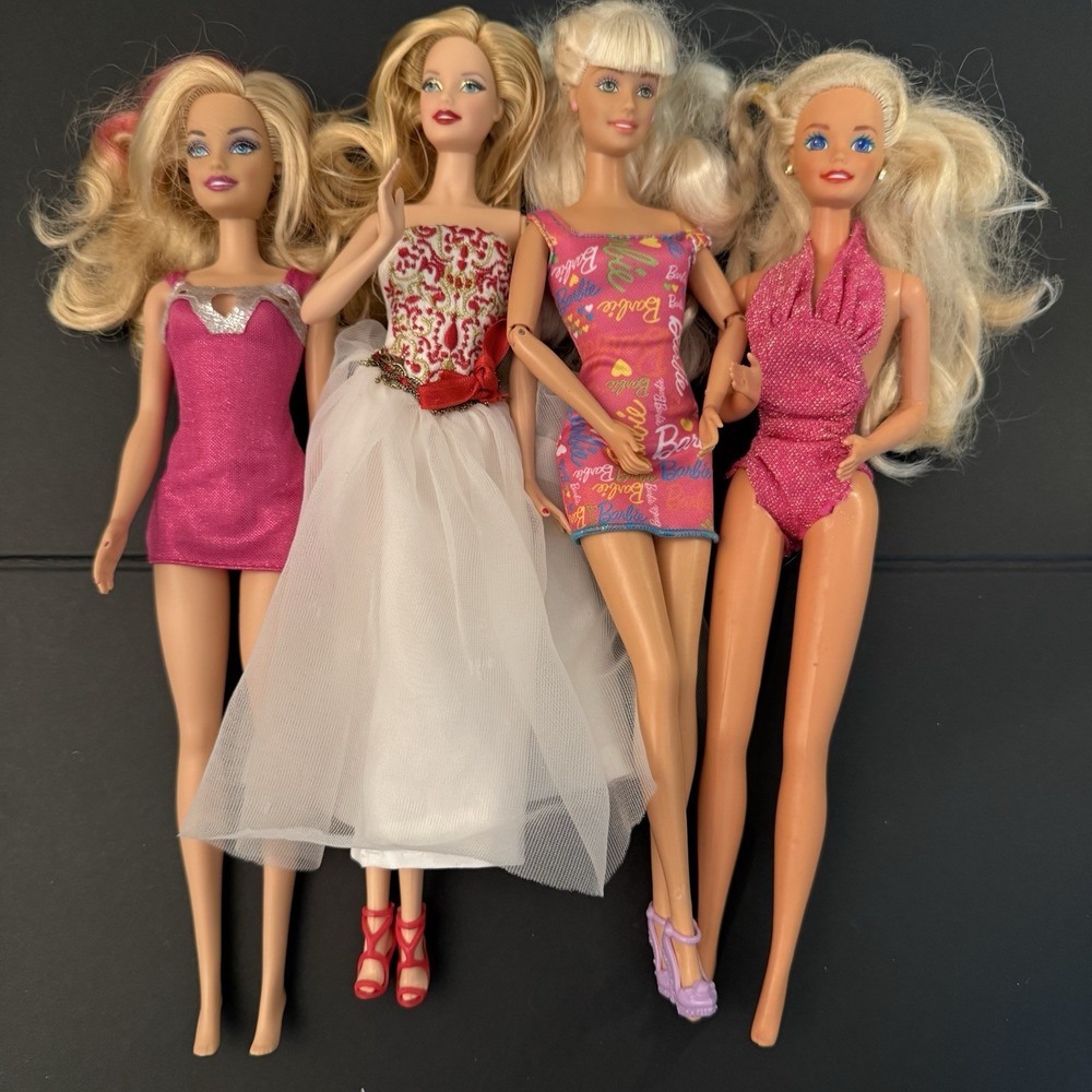 Mattel Barbie Doll Lot 4 Vintage 1980s 1990s Blonde Hair Fashion Dolls Mixed TLC